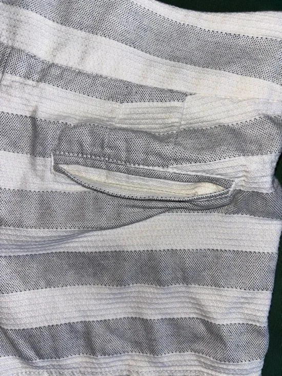 Ann Taylor Loft White andGray Striped Chino Shorts with Button Details - Picture 5 of 8